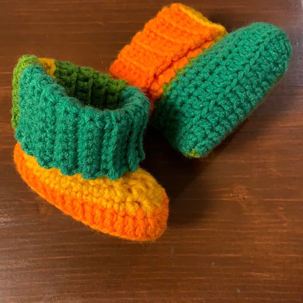 Crocheted baby booties